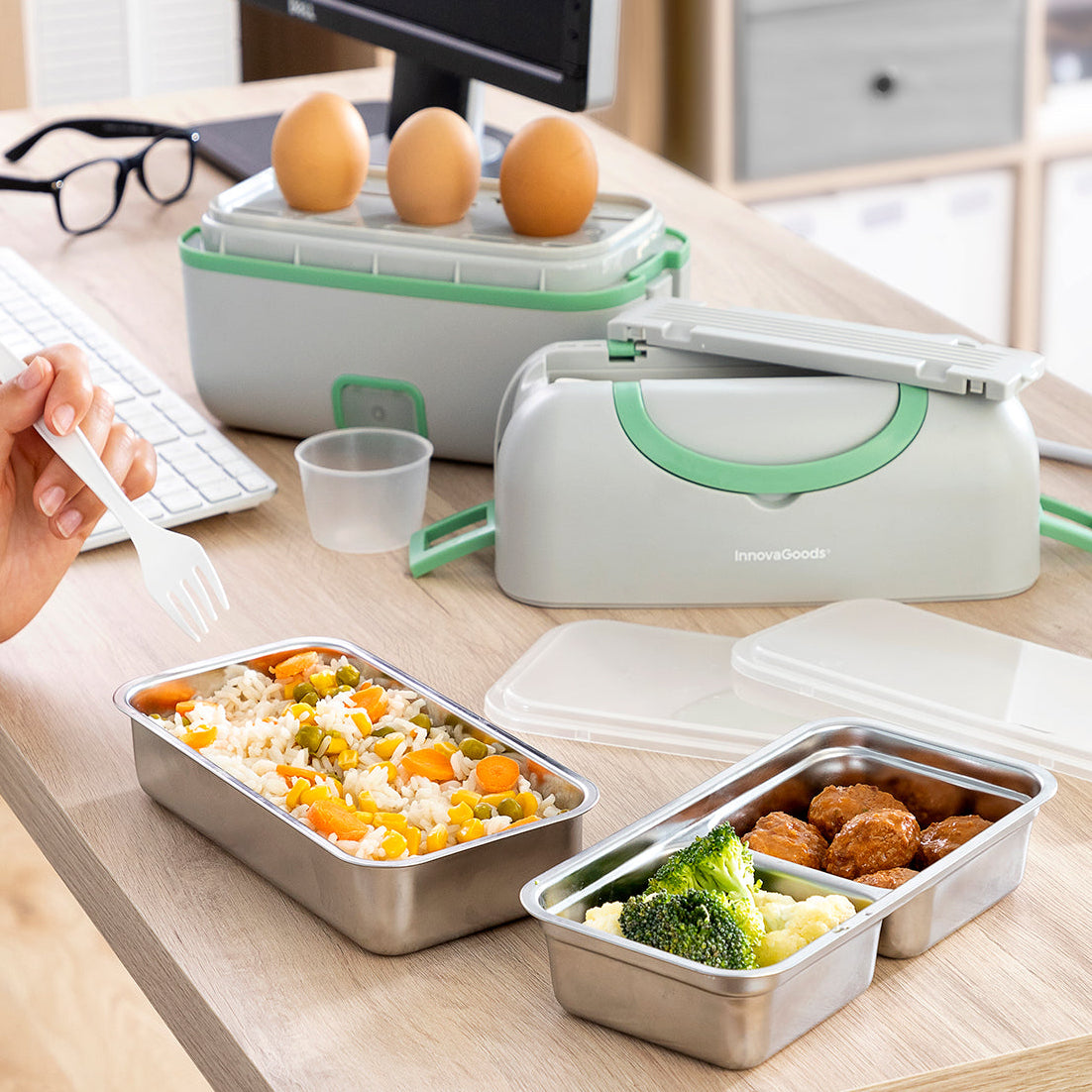 Fiambrera Eléctrica de Vapor 3 en 1