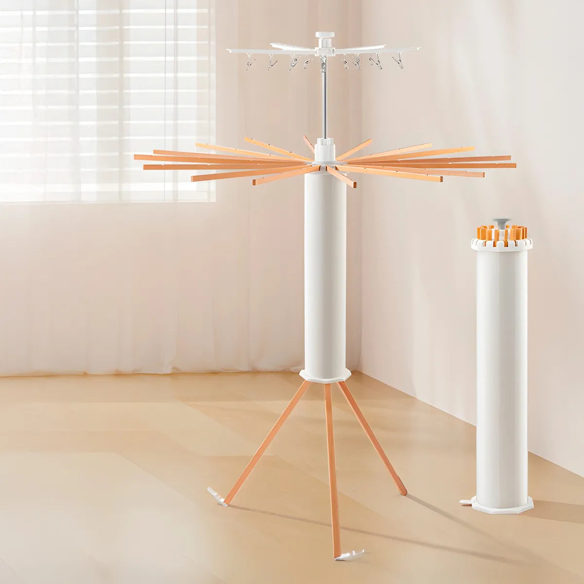 Tendedero Plegable Vertical con 16 Varas y Cubierta Protectora