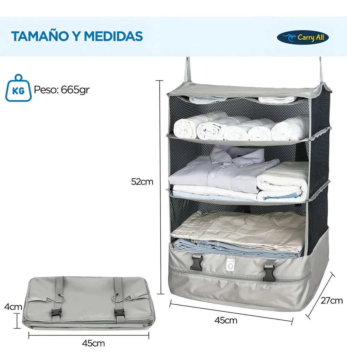 Organizador de Maleta Plegable y Colgante