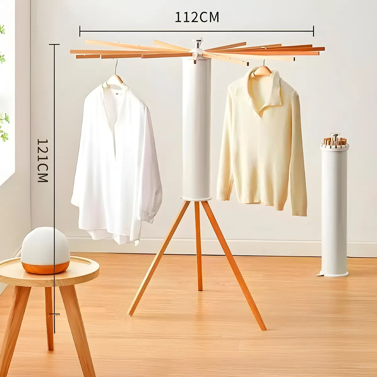 Tendedero Plegable Vertical con 16 Varas y Cubierta Protectora