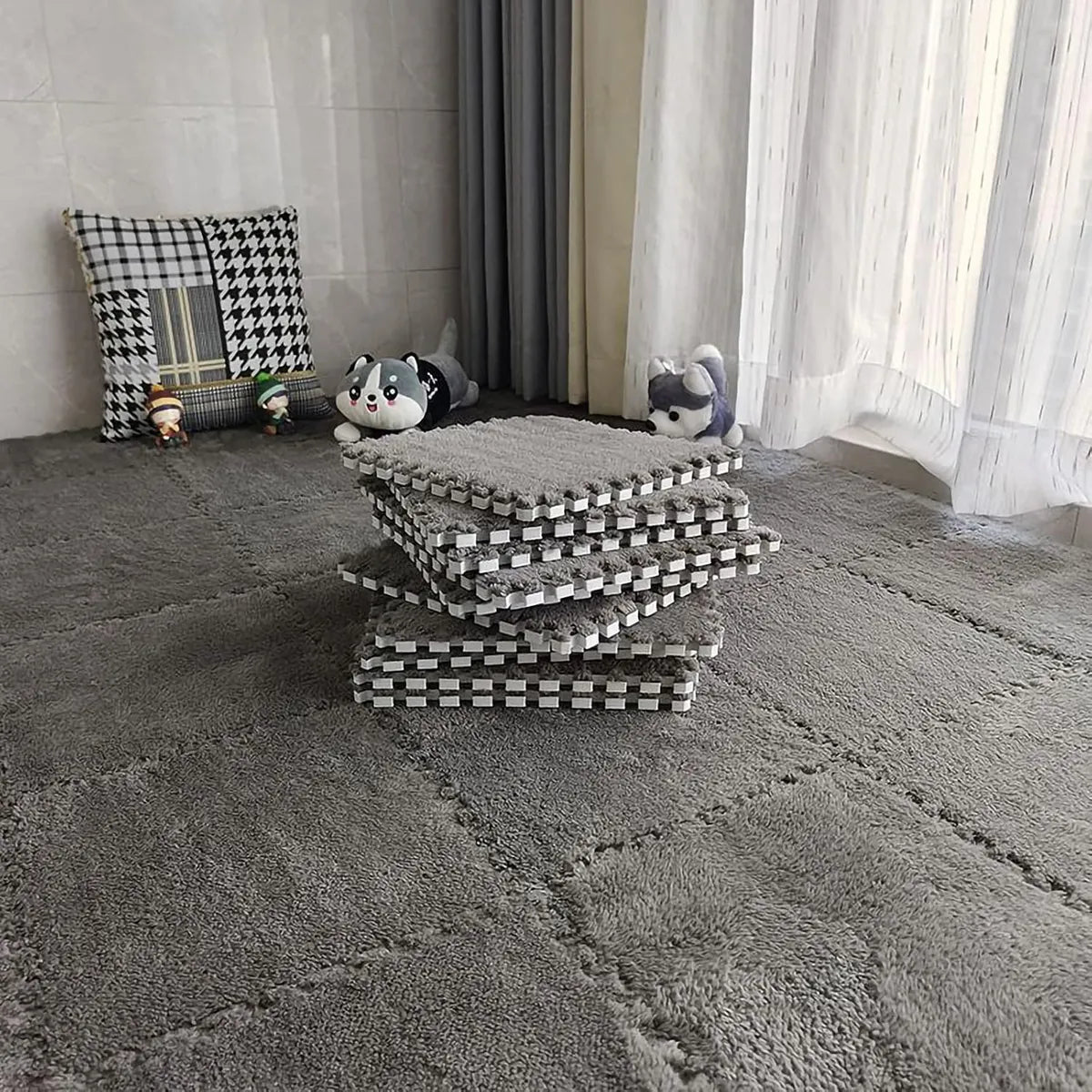 Pack 12 Alfombras Encastrables Shaggy EVA Foam