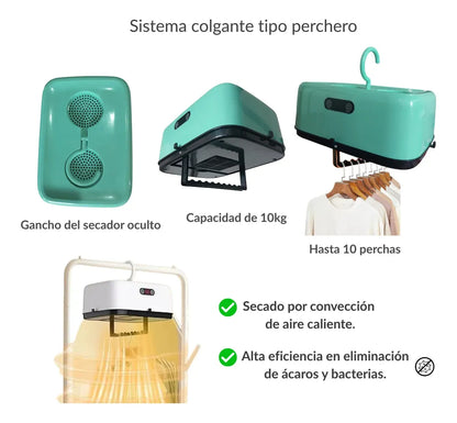 Secarropa Eléctrico Colgante, Portátil y Plegable