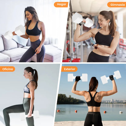 Mancuernas Ajustables 5 kg con Diseño Cuadrado y Sistema Modular