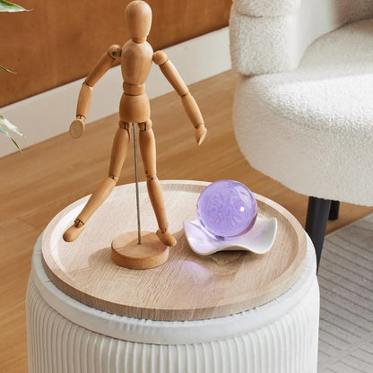 Set de Otomanas Redondas con Almacenaje y Tapa Multifunción