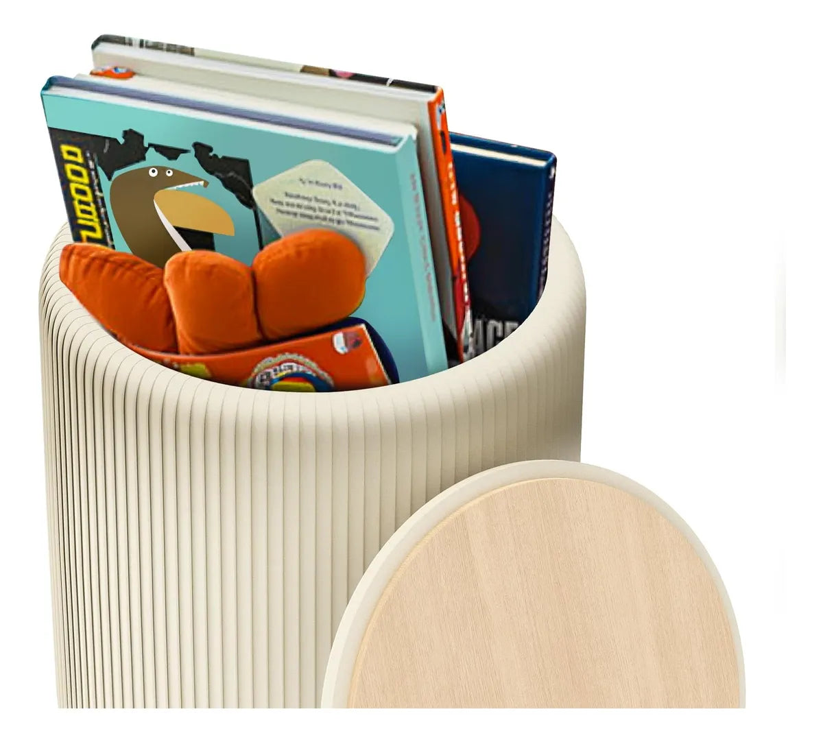 Set de Otomanas Redondas con Almacenaje y Tapa Multifunción