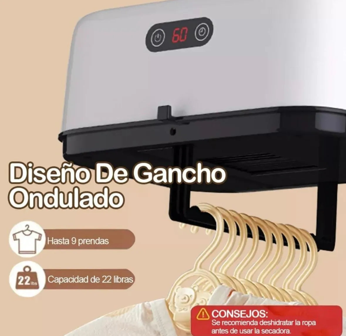 Secarropa Eléctrico Colgante, Portátil y Plegable