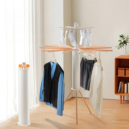 Tendedero Plegable Vertical con 16 Varas y Cubierta Protectora