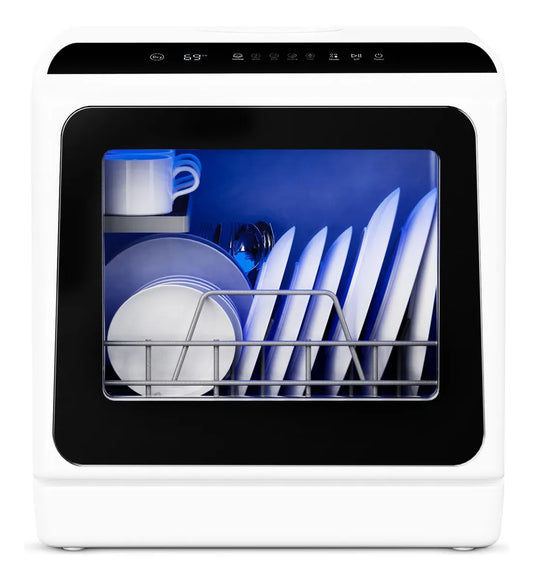 Lavavajillas portátil de 6 programas con tanque de agua integrado y secado automátic
