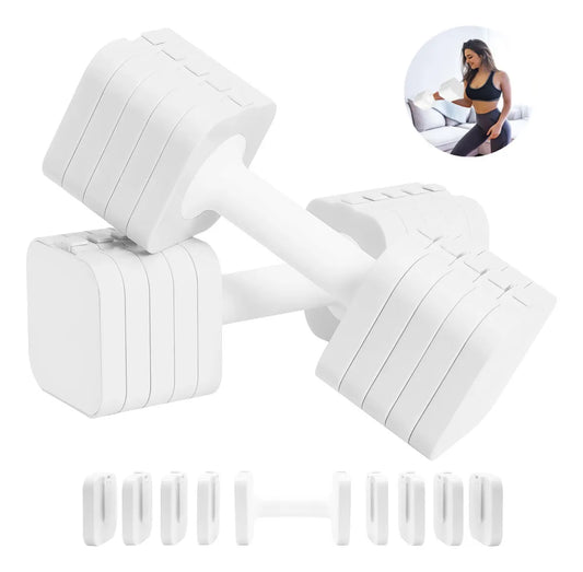 Mancuernas Ajustables 5 kg con Diseño Cuadrado y Sistema Modular