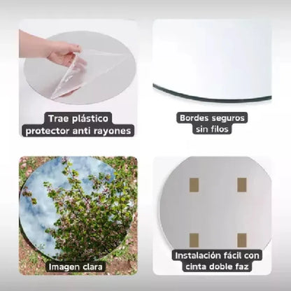 3 Espejos Acrílicos Autoadhesivos Flexibles 30×40 cm