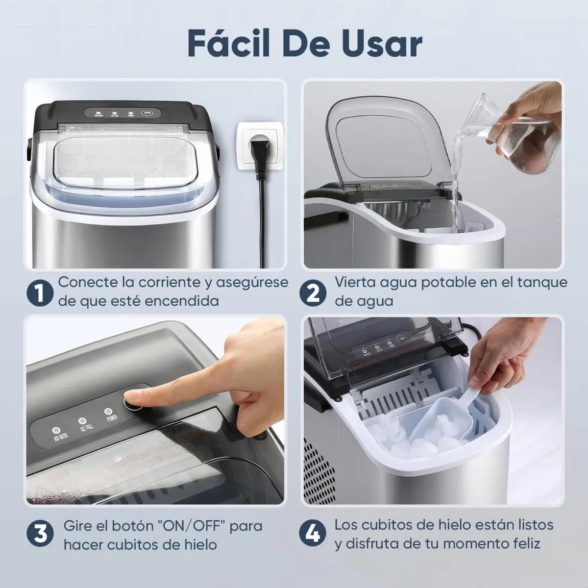 Máquina de Hielo Portátil – Encimera Compacta