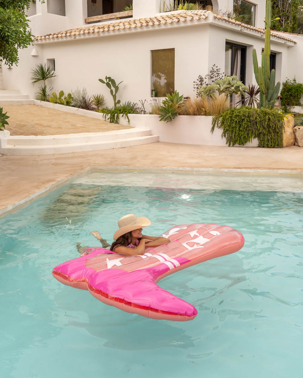 Flotador bota cowboy rosa