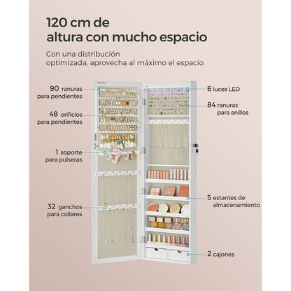 Espejo Joyero de Pared con Luces LED