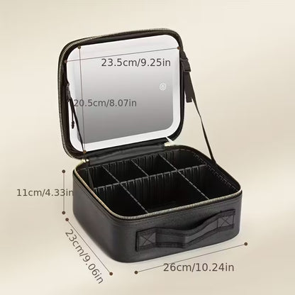 Organizador de Maquillaje Compacto con Espejo LED