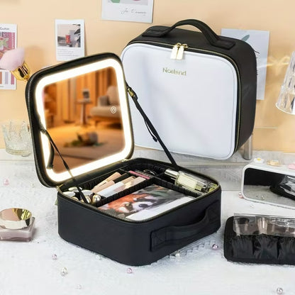 Organizador de Maquillaje Compacto con Espejo LED