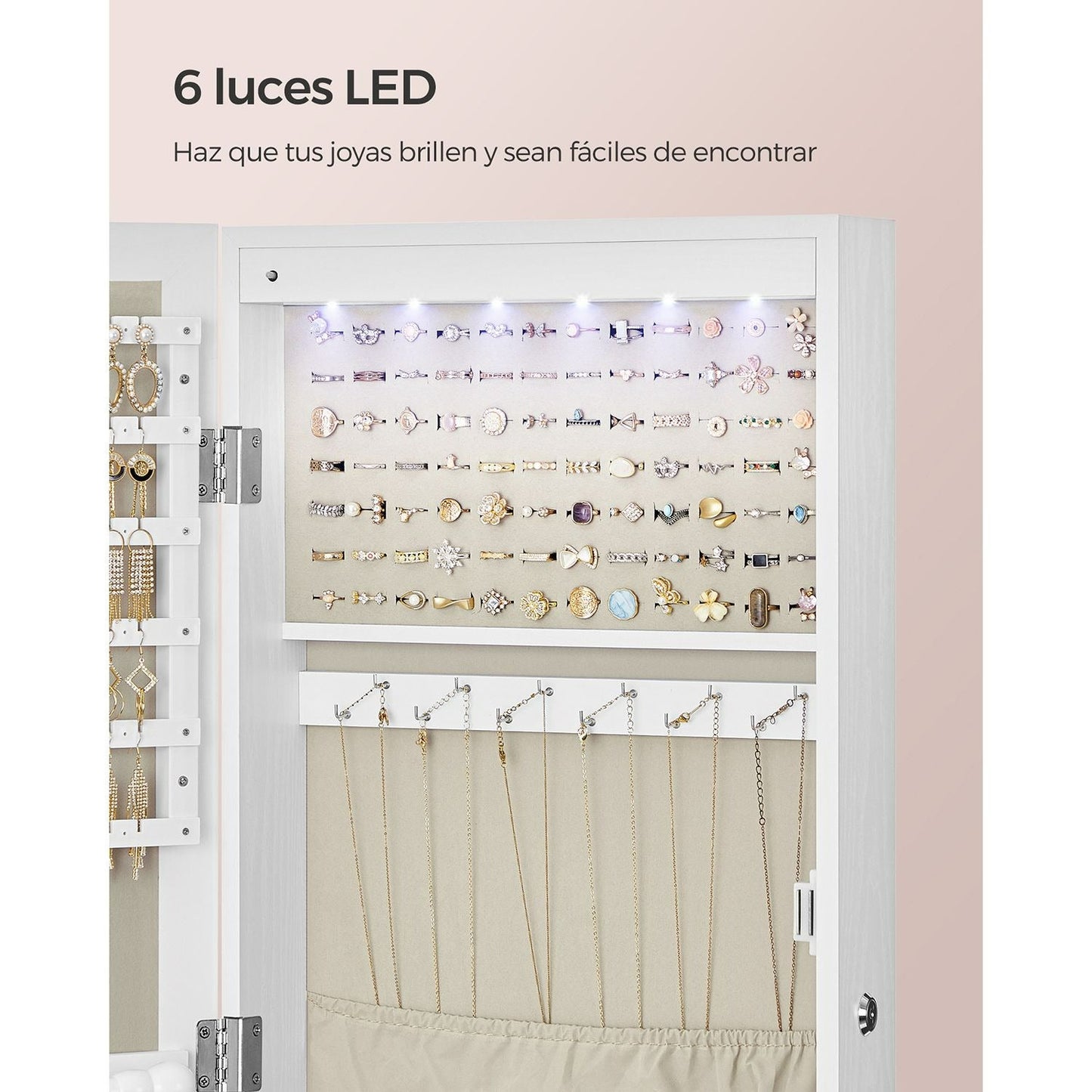 Espejo Joyero de Pared con Luces LED