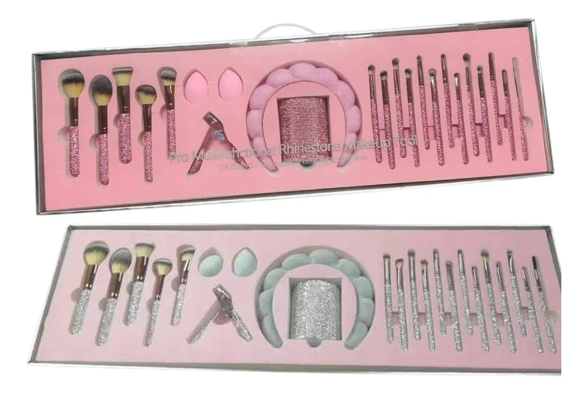 Set de 23 Brochas de Maquillaje con Diamantes de Cristal