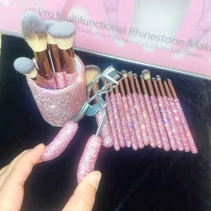 Set de 23 Brochas de Maquillaje con Diamantes de Cristal