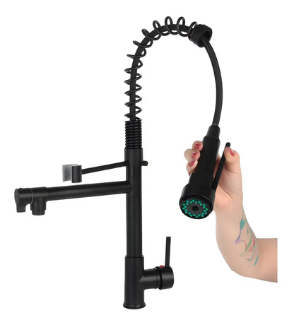 Grifo de Cocina Monomando Negro Mate con Pico Extensible y Giro 360°