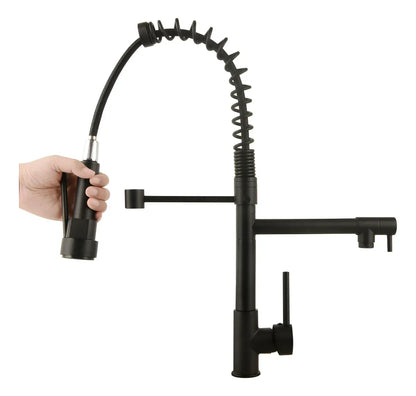 Grifo de Cocina Monomando Negro Mate con Pico Extensible y Giro 360°